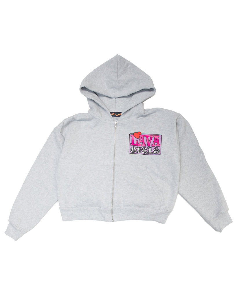 Team Cropped Zip Hoodie - Ash