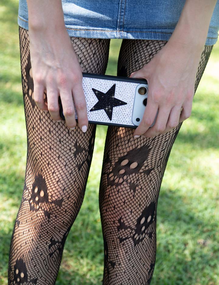 Rhinestone Star | White and Black iPhone Case