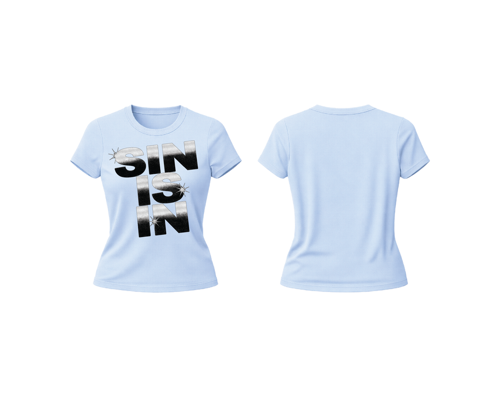 SIN IS IN BABY DOLL TEE BLUE