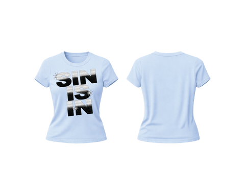 SIN IS IN BABY DOLL TEE BLUE